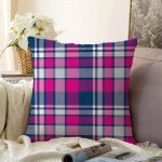 - Sonil-K-3077-Gorsel1 - Realhomes Pembe Lacivert Ekose Desenli Dekoratif Raşel Kadife Yastık Kırlent Kılıfı Realhomes