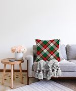- Sonil-K-3079-Gorsel2 - Realhomes  Yeşil Kırmızı Beyaz Ekose Desenli Dekoratif Raşel Kadife Yastık Kırlent Kılıfı Realhomes