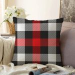 - Sonil-K-3080-Gorsel1 - Realhomes Siyah Kırmızı Beyaz Ekose Desenli Dekoratif Raşel Kadife Yastık Kırlent Kılıfı Realhomes