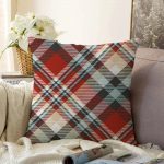 Kırmızı Siyah Beyaz Ekose Desenli Dekoratif Raşel Kadife Yastık Kırlent Kılıfı Realhomes