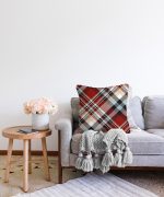 Kırmızı Siyah Beyaz Ekose Desenli Dekoratif Raşel Kadife Yastık Kırlent Kılıfı Realhomes