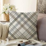 - Sonil-K-3087-Gorsel1 - Realhomes  Gri Krem Ekose Desenli Dijital Baskılı Dekoratif Raşel Kadife Yastık Kırlent Kılıfı Realhomes