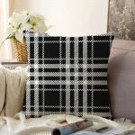 - Sonil-K-3090-Gorsel1 - Realhomes Siyah Beyaz Ekose Desenli Dekoratif Raşel Kadife Yastık Kırlent Kılıfı Realhomes