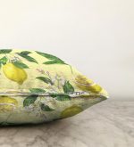 Krem Zeminli Limon Desenli Dekoratif Raşel Kadife Yastık Kırlent Kılıfı Realhomes