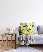 - Sonil-K-3103-Gorsel2 - Realhomes  Yeşil Zeminli 3 Boyutlu Limon Desenli Dijital Baskılı Raşel Kadife Yastık Kırlent Kılıfı Realhomes