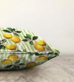 - Sonil-K-3103-Gorsel3 - Realhomes  Yeşil Zeminli 3 Boyutlu Limon Desenli Dijital Baskılı Raşel Kadife Yastık Kırlent Kılıfı Realhomes