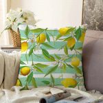 - Sonil-K-3104-Gorsel1 - Realhomes Yeşil Çizgili Limon Desenli Dijital Baskılı Dekoratif Raşel Kadife Yastık Kırlent Kılıfı Realhomes