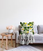 Limon Yaprakları Desenli Dijital Baskılı Raşel Kadife Yastık Kırlent Kılıfı Realhomes