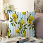 - Sonil-K-3106-Gorsel1 - Realhomes Mavi Çizgili Limon Desenli Dijital Baskılı Dekoratif Raşel Kadife Yastık Kırlent Kılıfı Realhomes