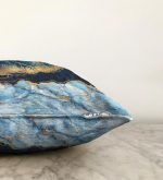 Altın Varaklı Mavi Zeminli Modern Raşel Kadife Yastık Kırlent Kılıfı Realhomes