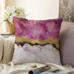 - Sonil-K-3128-Gorsel1 - Realhomes  Mürdüm Beyaz Altın Desenli Modern Raşel Kadife Yastık Kırlent Kılıfı Realhomes