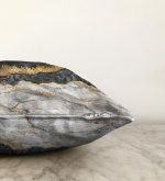 Modern Siyah Beyaz Altın Mermer Motifli Dijital Baskılı Raşel Kadife Yastık Kırlent Kılıfı Realhomes