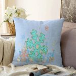 - Sonil-K-3145-Gorsel1 - Realhomes  Açık Mavi Kar Tanesi Temalı Dijital Baskılı Raşel Kadife Yastık Kırlent Kılıfı Realhomes