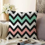 Pembe Mavi Geometrik Mermer Zeminli Dijital Baskılı Raşel Kadife Yastık Kırlent Kılıfı Realhomes