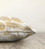 - Sonil-K-3159-Gorsel3 - Realhomes  Beyaz Zeminde Vizon Yapraklar Dijital Baskılı Raşel Kadife Yastık Kırlent Kılıfı Realhomes