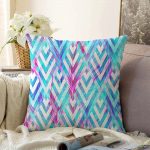 - Sonil-K-3162-Gorsel1 - Realhomes  Geometrik Zeminde Tüy Desenli Modern Raşel Kadife Yastık Kırlent Kılıfı Realhomes