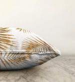 - Sonil-K-3166-Gorsel3 - Realhomes  Altın Renkli Palmiye Yaprakları Dijital Baskılı Raşel Kadife Yastık Kırlent Kılıfı Realhomes