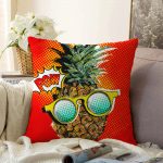 Kırmızı Zemin Ananas Desenli Dekoratif Raşel Kadife Yastık Kırlent Kılıfı Realhomes