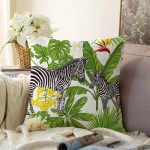 - Sonil-K-3171-Gorsel1 - Realhomes  Pudra Zeminli Egzotik Zebra Tasarımlı Modern Raşel Kadife Yastık Kırlent Kılıfı Realhomes