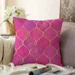 - Sonil-K-3174-Gorsel1 - Realhomes  Pembe Altın Varaklı Ogea Desenli Dekoratif Raşel Kadife Yastık Kırlent Kılıfı Realhomes