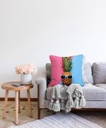 - Sonil-K-3175-Gorsel2 - Realhomes Mavi Pembe Ananas Desenli Modern Raşel Kadife Yastık Kırlent Kılıfı Realhomes