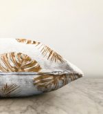 - Sonil-K-3181-Gorsel3 - Realhomes  3D Altın Renkli Palmiye Yaprakları Desenli Dekoratif Raşel Kadife Yastık Kırlent Kılıfı Realhomes