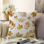 - Sonil-K-3188-Gorsel1 - Realhomes  3D Altın Renkli Yapraklar Özel Tasarım Modern Raşel Kadife Yastık Kırlent Kılıfı Realhomes