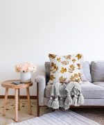 - Sonil-K-3188-Gorsel2 - Realhomes  3D Altın Renkli Yapraklar Özel Tasarım Modern Raşel Kadife Yastık Kırlent Kılıfı Realhomes