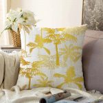 - Sonil-K-3197-Gorsel1 - Realhomes  Altın Renkte Palmiyeler Özel Tasarımlı Raşel Kadife Yastık Kırlent Kılıfı Realhomes