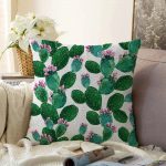 - Sonil-K-3198-Gorsel1 - Realhomes  Kaktüs Desenli Watercolor Renkli Modern Raşel Kadife Yastık Kırlent Kılıfı Realhomes