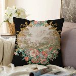 - Sonil-K-3200-Gorsel1 - Realhomes  Siyah Zeminde Çiçek Bahçesi Exclusive Modern Tasarımlı Raşel Kadife Kırlent Kılıfı Realhomes