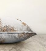 - Sonil-K-3201-Gorsel3 - Realhomes  Altın Renkli 3D Palmiye Yaprakları Modern Raşel Kadife Yastık Kırlent Kılıfı Realhomes