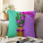 - Sonil-K-3202-Gorsel1 - Realhomes  Yeşil ve Mor Ananas Temalı Özel Tasarım Raşel Kadife Yastık Kırlent Kılıfı Realhomes