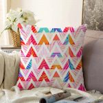 - Sonil-K-3203-Gorsel1 - Realhomes  Geometrik Desenli Renkli Zeminli Modern Raşel Kadife Yastık Kırlent Kılıfı Realhomes