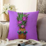 - Sonil-K-3206-Gorsel1 - Realhomes  Mor Zeminde Ananas Desenli Modern Raşel Kadife Yastık Kırlent Kılıfı Realhomes