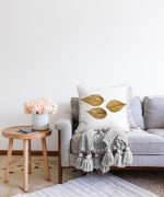 - Sonil-K-3216-Gorsel2 - Realhomes  3D Altın Yapraklar Özel Tasarımlı Modern Raşel Kadife Yastık Kırlent Kılıfı Realhomes