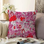 Pembe Zeminli Love You Temalı Modern Raşel Kadife Yastık Kırlent Kılıfı Realhomes