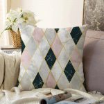 - Sonil-K-3225-Gorsel1 - Realhomes  Mermer Zeminli Baklava Desenli Özel Tasarım Raşel Kadife Yastık Kırlent Kılıfı Realhomes