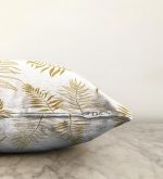 - Sonil-K-3230-Gorsel3 - Realhomes  Altın Detaylı 3D Yaprak Desenli Modern Raşel Kadife Yastık Kırlent Kılıfı Realhomes