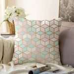 Geometrik Desenli 3D Özel Tasarımlı Modern Raşel Kadife Yastık Kırlent Kılıfı Realhomes