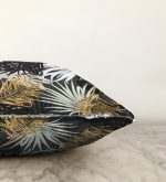 - Sonil-K-3233-Gorsel3 - Realhomes  Siyah Zeminde Palmiye Yaprakları Özel Tasarım Raşel Kadife Yastık Kırlent Kılıfı Realhomes