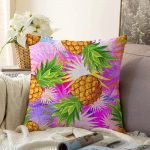- Sonil-K-3236-Gorsel1 - Realhomes  Pembe Zeminde Ananaslar Özel Tasarımlı Modern Raşel Kadife Yastık Kırlent Kılıfı Realhomes