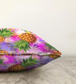 - Sonil-K-3236-Gorsel3 - Realhomes  Pembe Zeminde Ananaslar Özel Tasarımlı Modern Raşel Kadife Yastık Kırlent Kılıfı Realhomes