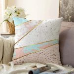 Geometrik Şekiili Mermer Desenleri Modern Raşel Kadife Yastık Kırlent Kılıfı Realhomes