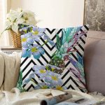 Zigzag Zeminli Yaz Egzotiği Özel Tasarımlı Raşel Kadife Yastık Kırlent Kılıfı Realhomes