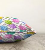 Gri Zigzag Desenli Ananaslar Modern Raşel Kadife Yastık Kırlent Kılıfı Realhomes