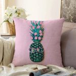 - Sonil-K-3244-Gorsel1 - Realhomes  Pembe Zeminde 3D Ananas Temalı Modern Raşel Kadife Yastık Kırlent Kılıfı Realhomes