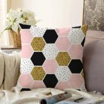 - Sonil-K-3247-Gorsel1 - Realhomes Geometrik Petek Desenli Altın Detaylı Modern Raşel Kadife Yastık Kırlent Kılıfı Realhomes