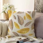 Renkli Sonbahar Yaprakları Özel Tasarımlı Modern Raşel Kadife Yastık Kırlent Kılıfı Realhomes