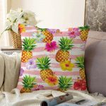 - Sonil-K-3252-Gorsel1 - Realhomes  Pembe Zeminli Ananaslar Özel Tasarım Raşel Kadife Yastık Kırlent Kılıfı Realhomes